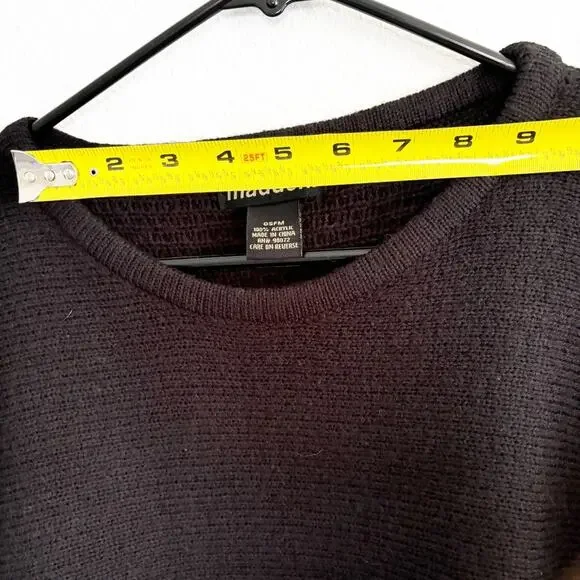 Madden One Size Black Sweater Poncho Braided Shoulder Front Pockets Cozy Staple - Picture 11 of 12